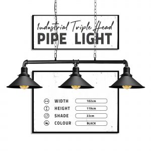 Industrial Retro Metal Suspended Shade Pipe Pendant Light~2408