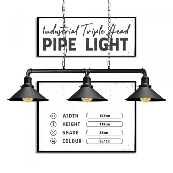 Industrial Retro Metal Suspended Shade Pipe Pendant Light~2408