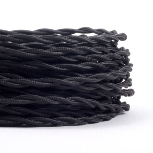 2 Core Twisted Electric Cable covered Black color fabric 0.75mm
