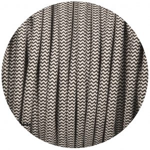 DC VOLTAGE 2 core Round Vintage Braided Fabric Black and White Cable Flex 0.75mm