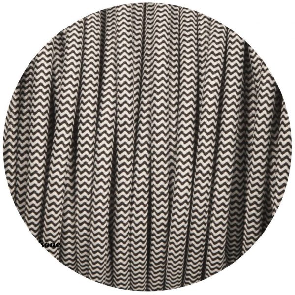 DC VOLTAGE 2 core Round Vintage Braided Fabric Black and White Cable Flex 0.75mm