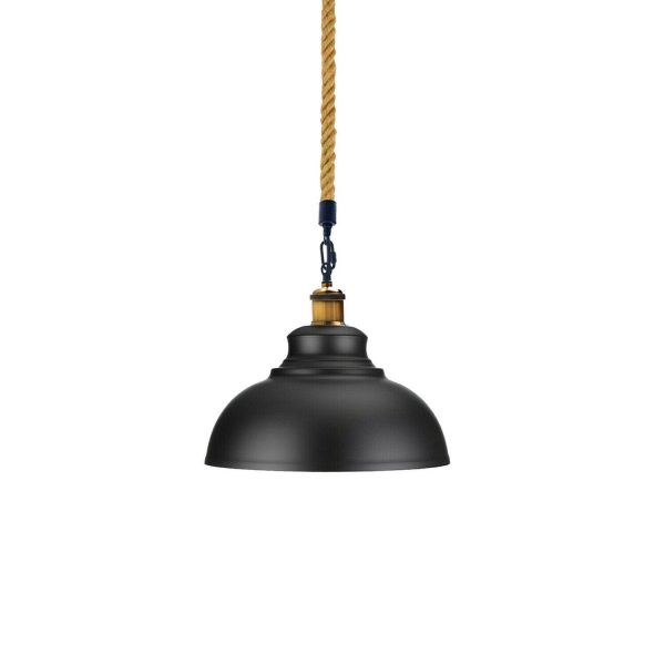 Black Retro Hemp Rope Barn Slot Metal Pendant Hanging Lights