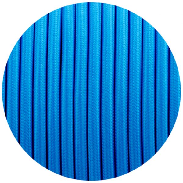 3 Core Round Vintage Italian Braided Fabric Blue Cable Flex 0.75mm UK