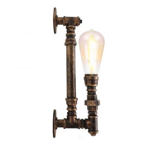 Brushed Copper Steel Pipe Wall Vintage Industrial Retro Style Lamp Light