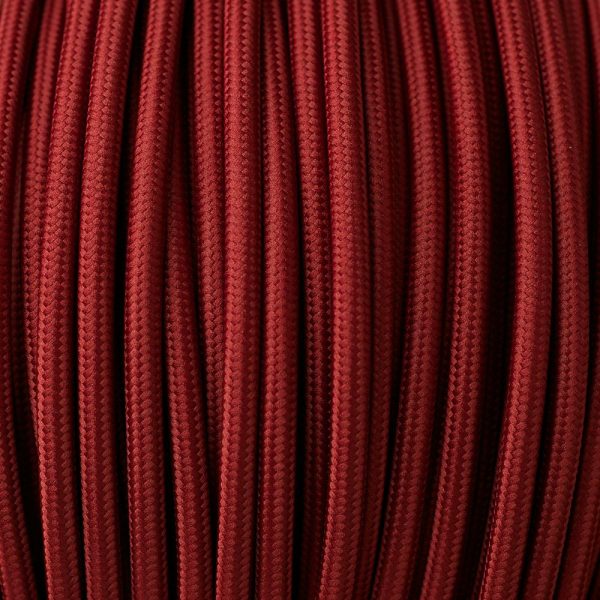 DC VOLTAGE 10m 2 Core Round Vintage Braided Fabric Burgundy Cable Flex 0.75mm