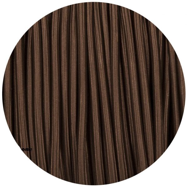 3 core Round Vintage Braided Fabric Dark Brown Cable Flex 0.75mm