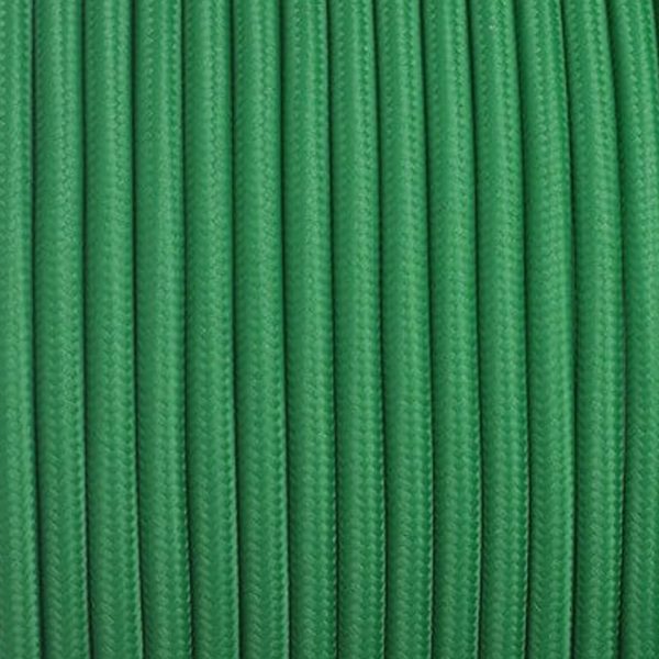 DC VOLTAGE 10m Green Round Fabric Flex 2 Core Braided Cloth Cable Lighting Wire~4713