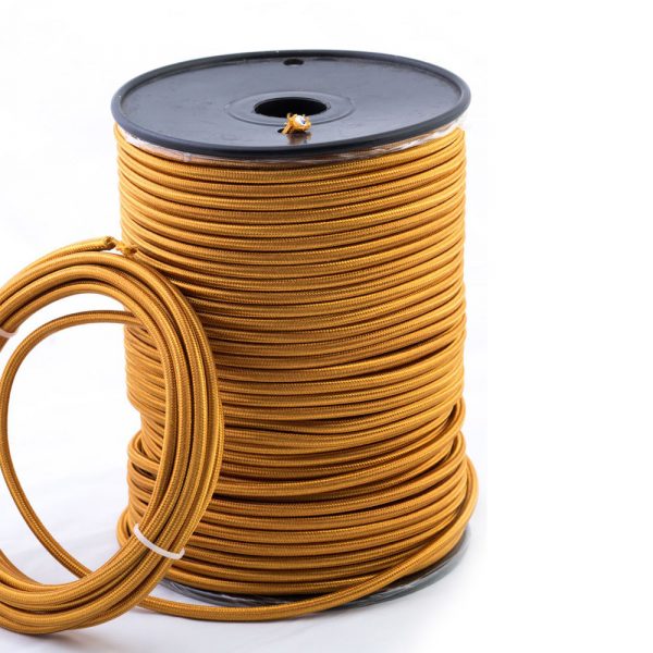 3 Core 0.75mm Round Vintage Lighting Cable Gold