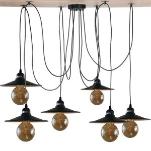 DC VOLTAGE Retro 5-Arm Pendant Light | Industrial | Vintage | Adjustable