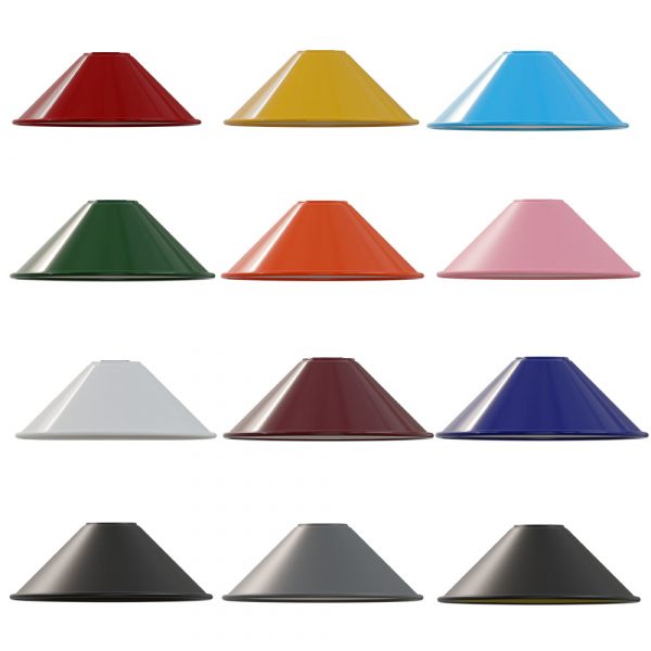 Painted Vintage 22 x 10cm Cone Light Shades Metal Easy Fit Ceiling Pendant Hanging Wall Lampshade