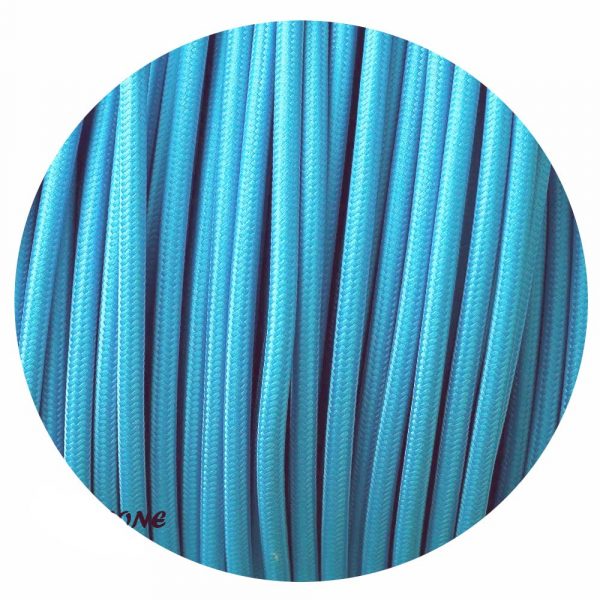 3 Core Round Light Blue Vintage Italian Braided Fabric Cable Flex 0.75mm UK