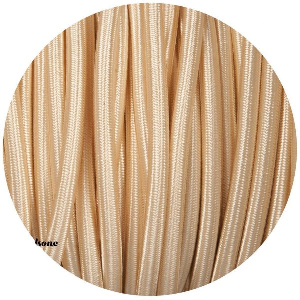 DC VOLTAGE 2core Round Vintage Braided Fabric Light Gold Colour Cable Flex 0.75mm
