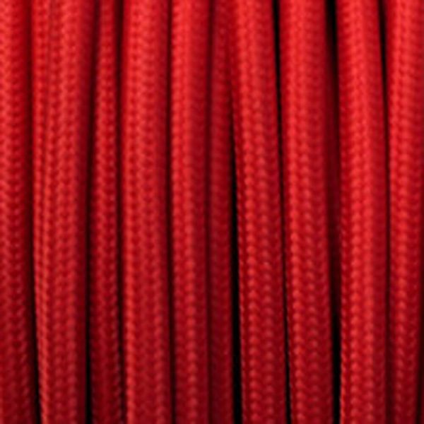 2 core Round Vintage Braided Fabric Red coloured Cable Flex 0.75mm