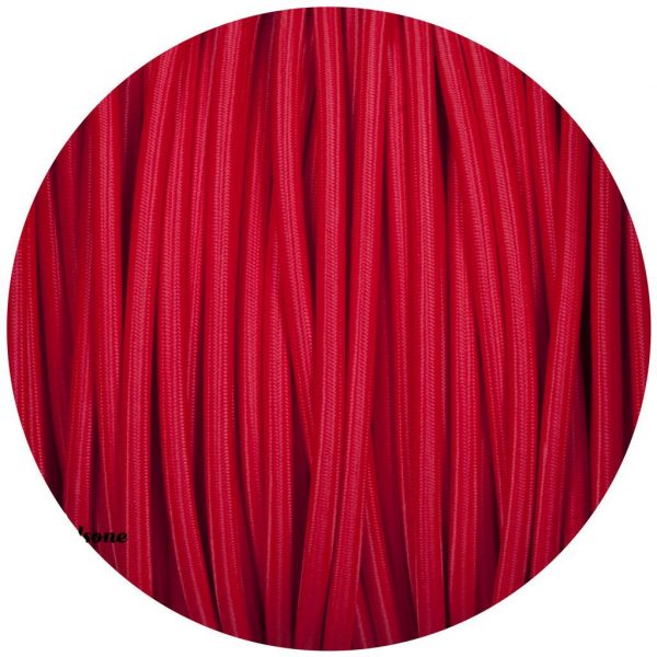 2 core Round Vintage Braided Fabric Red coloured Cable Flex 0.75mm