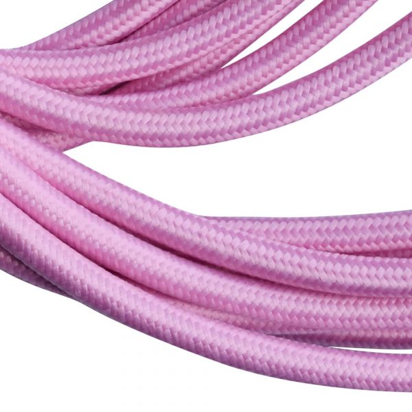 DC VOLTAGE 2 core Round Colour braided lighting Fabric Baby Pink Cable