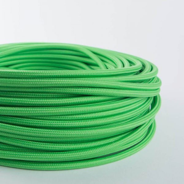 10m Light Green 2 Core Round Fabric Flex Braided Cloth Cable Lighting Wire
