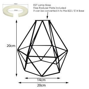 Vintage Geometric Diamond Cage Pendant Shade Ceiling Light Lampshade Black Metal Wire Frame Cages