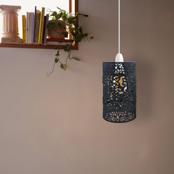 Black Easy Fit Black Drum Lampshade Metal Pendant Light Shade