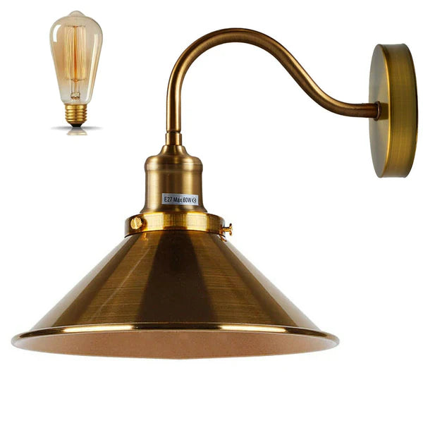Swan Neck Wall Lights Indoor Metal Cone Shade ~3695