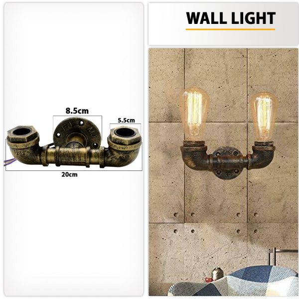 Vintage Industrial Sconce Loft Various colours Water Pipe Wall Light Porch Lamp Steampunk~2133