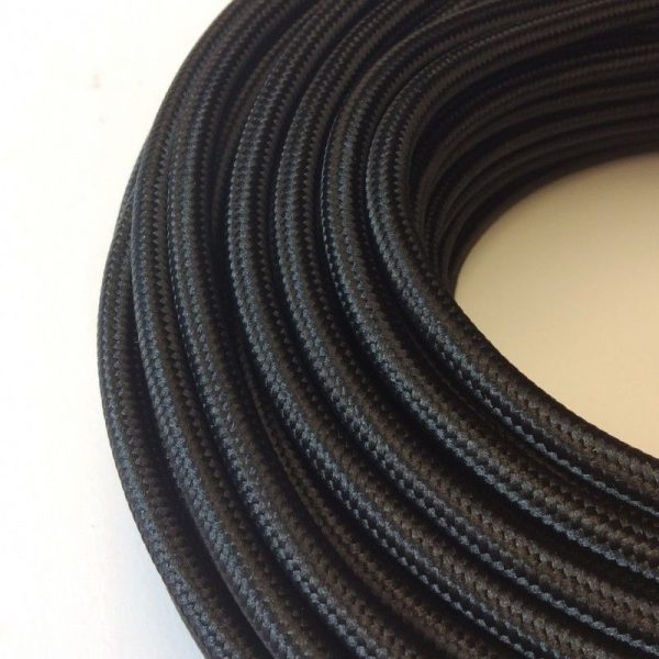 DC VOLTAGE 2 Core Round Vintage Fabric Light Cable Black