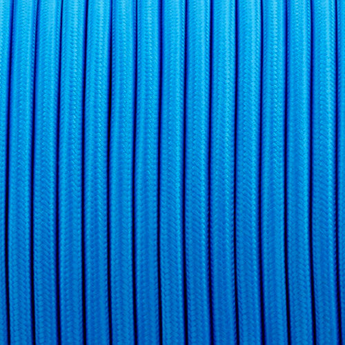 3 Core Round Vintage Italian Braided Fabric Blue Cable Flex 0.75mm UK