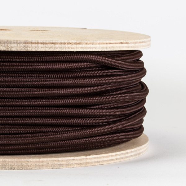 3 core Round Vintage Braided Fabric Dark Brown Cable Flex 0.75mm