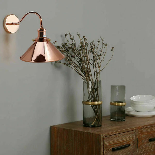 Swan Neck Wall Lights Indoor Metal Cone Shade ~3695