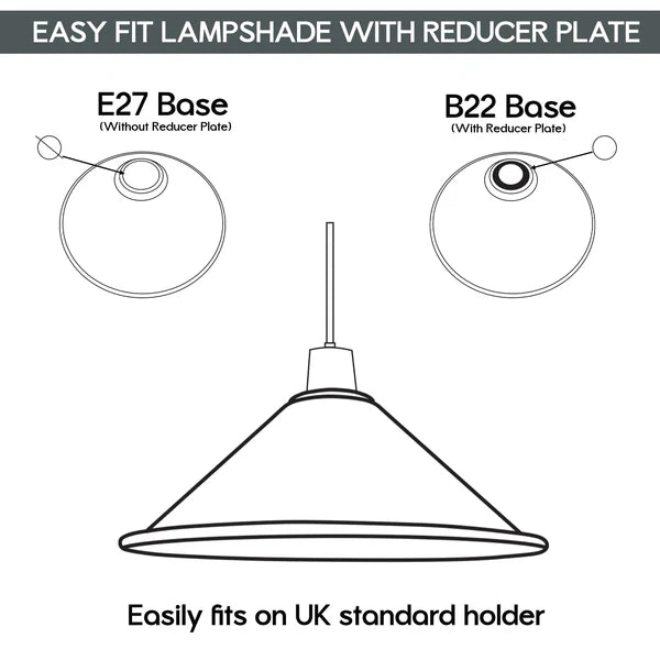 Painted Vintage 22 x 10cm Cone Light Shades Metal Easy Fit Ceiling Pendant Hanging Wall Lampshade