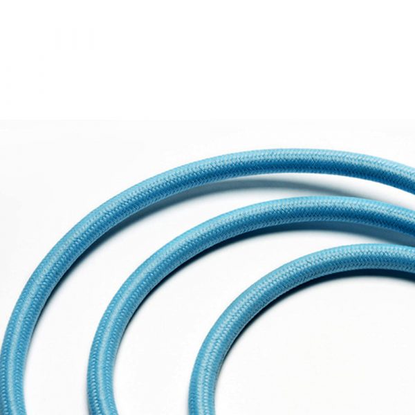 3 Core Round Light Blue Vintage Italian Braided Fabric Cable Flex 0.75mm UK
