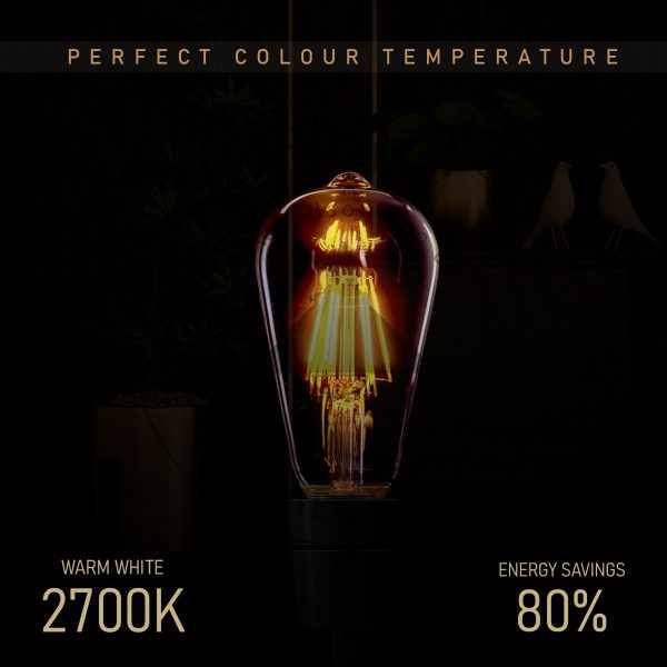 Vintage LED Filament Bulb ST64 Bayonet 8W Dimmable B22 Light Bulb ~3208