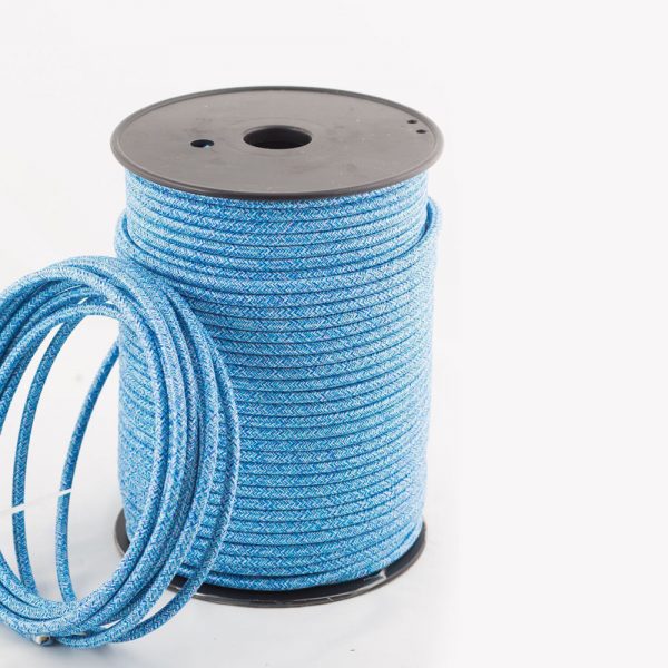 3 core Round Vintage Braided Fabric Blue Multi Tweed Coloured Cable Flex 0.75mm