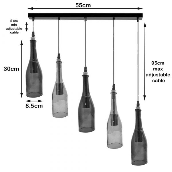Classic Cluster Pendant Light with Wine Bottle Glass Shades