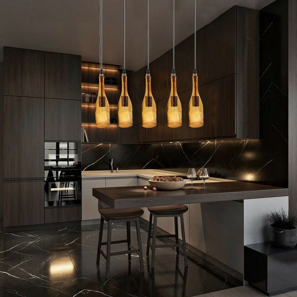 Classic Cluster Pendant Light with Wine Bottle Glass Shades