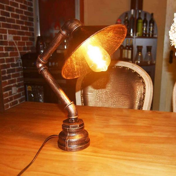 Vintage Industrial Rustic Retro Style Table Lamps Pipe Light Steampunk Desk ~ 3362