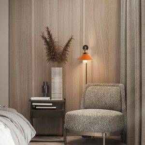 Metal Cone Shape Shade Plug in Wall Light With Dimmer Switch