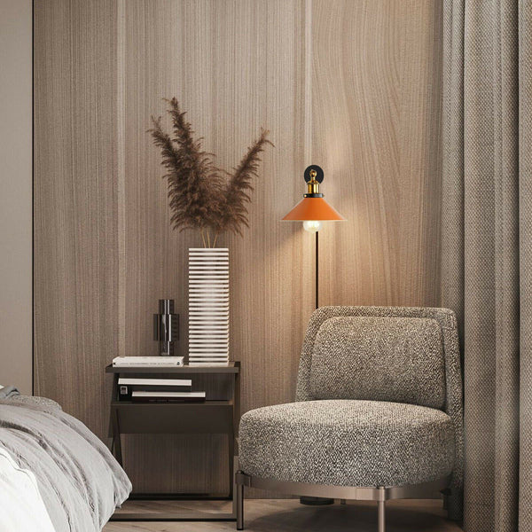 Metal Cone Shape Shade Plug in Wall Light With Dimmer Switch