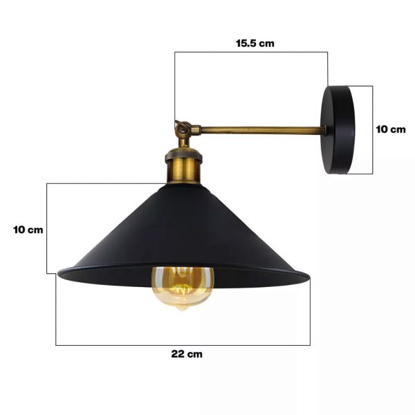 Metal Cone Shape Shade Plug in Wall Light With Dimmer Switch