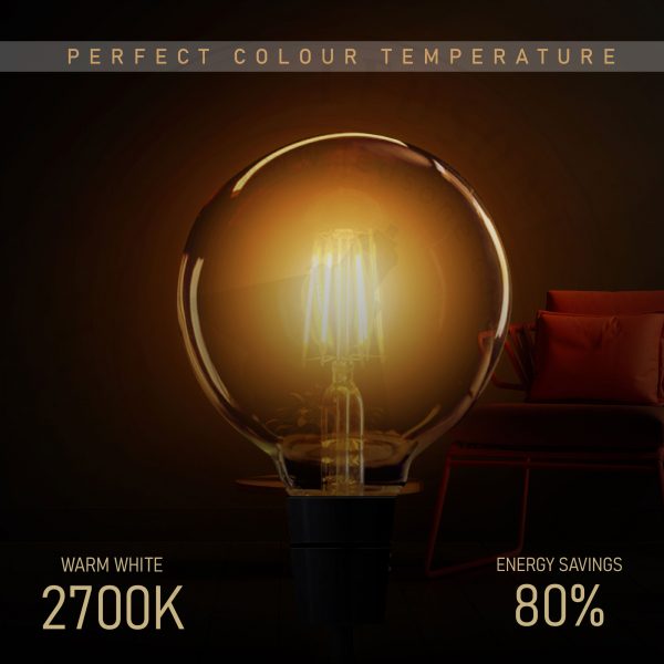 Vintage LED Filament Bulb Bayonet G95 B22 8W Dimmable LED Globe Bulb ~3085