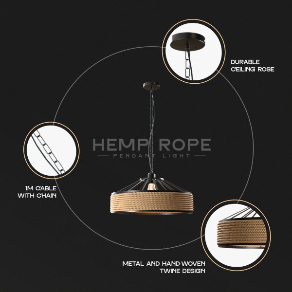 DC VOLTAGE Vintage Hemp Pendant Light for Home & Office